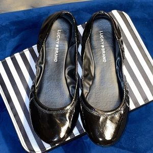 LUCKY BRAND “Emmie” Black Patent Ballet Flats Sz. 9.5